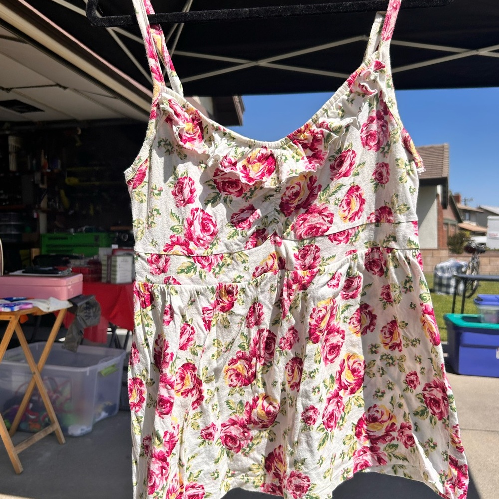 Vintage Torrid Pink and White Sleeveless Bustier Peplum Camisole